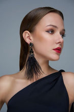 Load image into Gallery viewer, Premium Black Feather Earrings