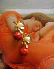 将图片加载到图库查看器,Lustrous Pearl and Red Acacia Earrings