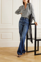 将图片加载到图库查看器,Jo V Neck Vintage Polo Cashmere Sweater