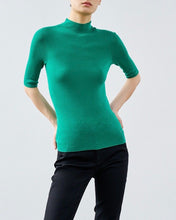 Load image into Gallery viewer, Olivia Seamless Superfine Merino Wool Mock Neck Short Sleeves — The Art of Perfect Form