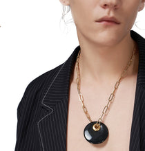 将图片加载到图库查看器,Hand-polished Natural Black Stone Irregular Design Necklace