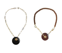 将图片加载到图库查看器,Hand-polished Natural Black Stone Irregular Design Necklace