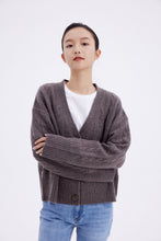 将图片加载到图库查看器，Monet Wool and Cashmere Cable Knit Cardigan
