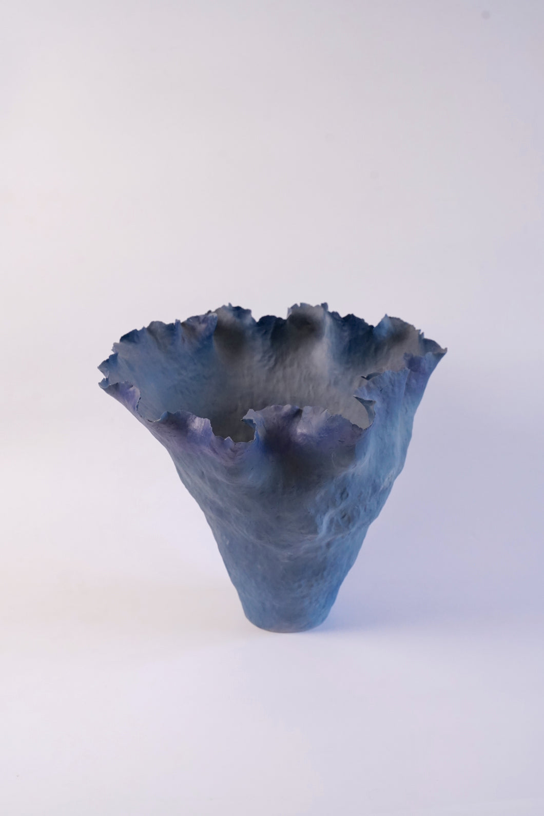 Whispers of Water – The Lagoon Blue Ruffle Ceramic Vase