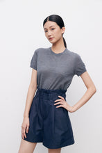 将图片加载到图库查看器，Luxe Merino Wool and Mulberry Silk Round Neck Knitted Short Sleeve
