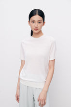 将图片加载到图库查看器，Luxe Merino Wool and Mulberry Silk Round Neck Knitted Short Sleeve
