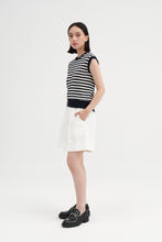 将图片加载到图库查看器，ÀIMAI French Classic Merino Wool Blue and White Striped Knit Vest
