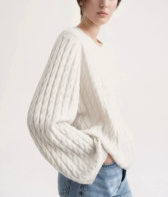 Cable Knit Cashmere Wool Sweater