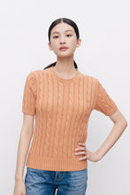 将图片加载到图库查看器，Charlotte Cable Knit Short-Sleeve Sweater
