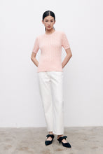 将图片加载到图库查看器，Charlotte Cable Knit Short-Sleeve Sweater
