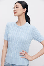 将图片加载到图库查看器，Charlotte Cable Knit Short-Sleeve Sweater
