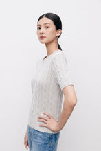 将图片加载到图库查看器，Charlotte Cable Knit Short-Sleeve Sweater
