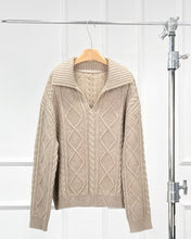 Charger l&#39;image dans la galerie, Allison Wool Cable Knit V-Neck Sweater
