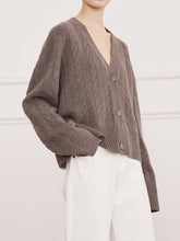 将图片加载到图库查看器，Monet Wool and Cashmere Cable Knit Cardigan
