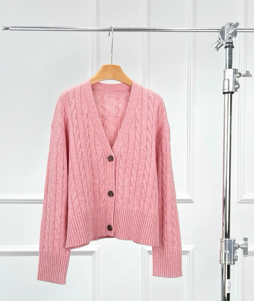 Monet Wool and Cashmere Cable Knit Cardigan