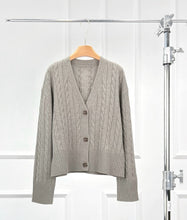 Charger l&#39;image dans la galerie, Monet Wool and Cashmere Cable Knit Cardigan
