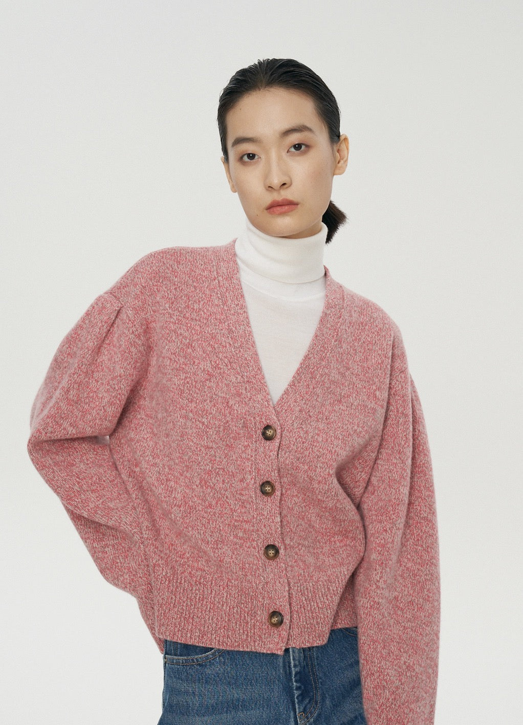 Melange Wool Open Cardigan