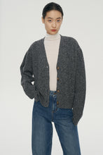 将图片加载到图库查看器，Melange Wool Open Cardigan
