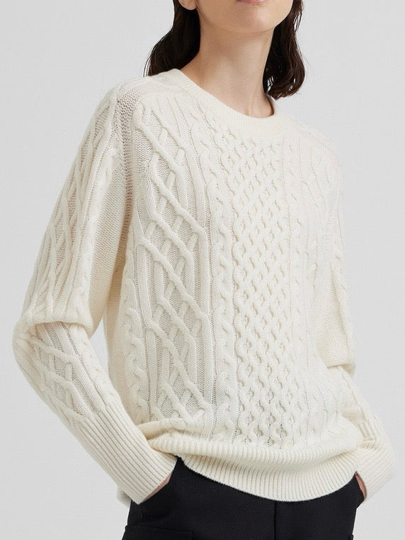 Tanya Wool and Cashmere Cable Knit Sweater