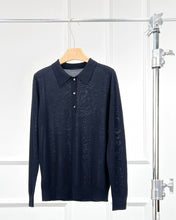 将图片加载到图库查看器，Classic Merino Wool Long Sleeve Knit Polo Shirt

