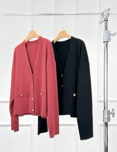 将图片加载到图库查看器，Gracia Wool and Cashmere V-Neck Oversized Cardigan
