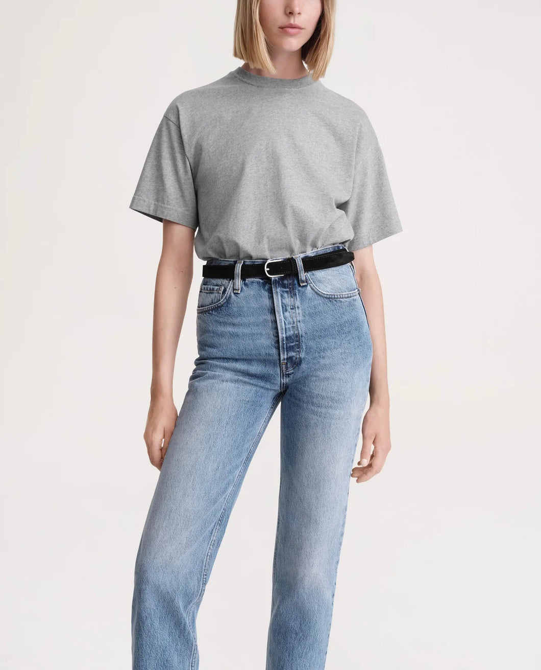 TOT Nordic Style High-Waisted Straight-Leg Jeans