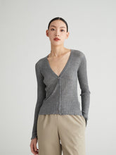 Load image into Gallery viewer, Susan Premier Ruffled Trim Extra Fine Merino Cardigan — A Whisper of Timeless Elegance
