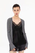 Load image into Gallery viewer, Susan Premier Ruffled Trim Extra Fine Merino Cardigan — A Whisper of Timeless Elegance
