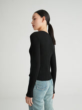 Load image into Gallery viewer, Susan Premier Ruffled Trim Extra Fine Merino Cardigan — A Whisper of Timeless Elegance
