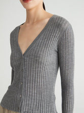 Load image into Gallery viewer, Susan Premier Ruffled Trim Extra Fine Merino Cardigan — A Whisper of Timeless Elegance

