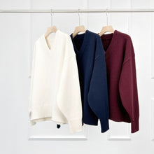 Load image into Gallery viewer, Davion Premium Pure Cashmere V-Neck Sweater — The Geometry of Quiet Strength
