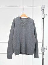 Load image into Gallery viewer, Davion Premium Pure Cashmere V-Neck Sweater — The Geometry of Quiet Strength
