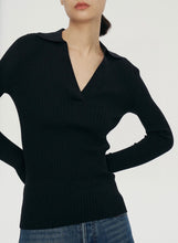 将图片加载到图库查看器，Pandora Merino Wool Pitted V-neck Long-sleeved Sweater
