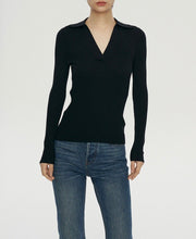 将图片加载到图库查看器，Pandora Merino Wool Pitted V-neck Long-sleeved Sweater
