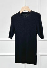 将图片加载到图库查看器，MONA Merino Wool and Mulberry Silk Round Neck Knitted Short Sleeve
