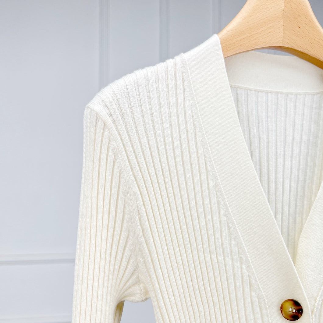 Edition Extra Fine Merino Wool Rib-Knitted Cardigan