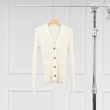 Charger l&#39;image dans la galerie, Edition Extra Fine Merino Wool Rib-Knitted Cardigan
