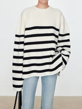 将图片加载到图库查看器，Nordica Heavyweight Wool Striped Round Neck Sweater
