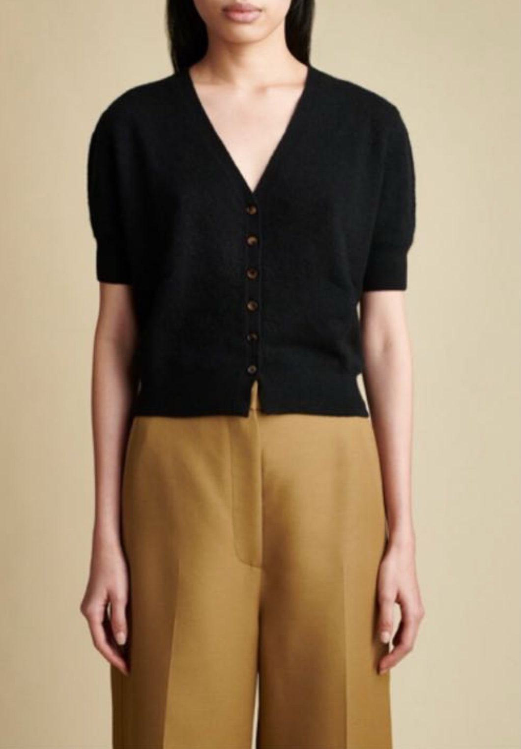 Diana Premier Cashmere Short-Sleeve V-Neck Cardigan