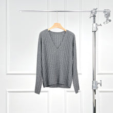 Load image into Gallery viewer, Monica Wool and Cashmere Twisted V-Neck Sweater
