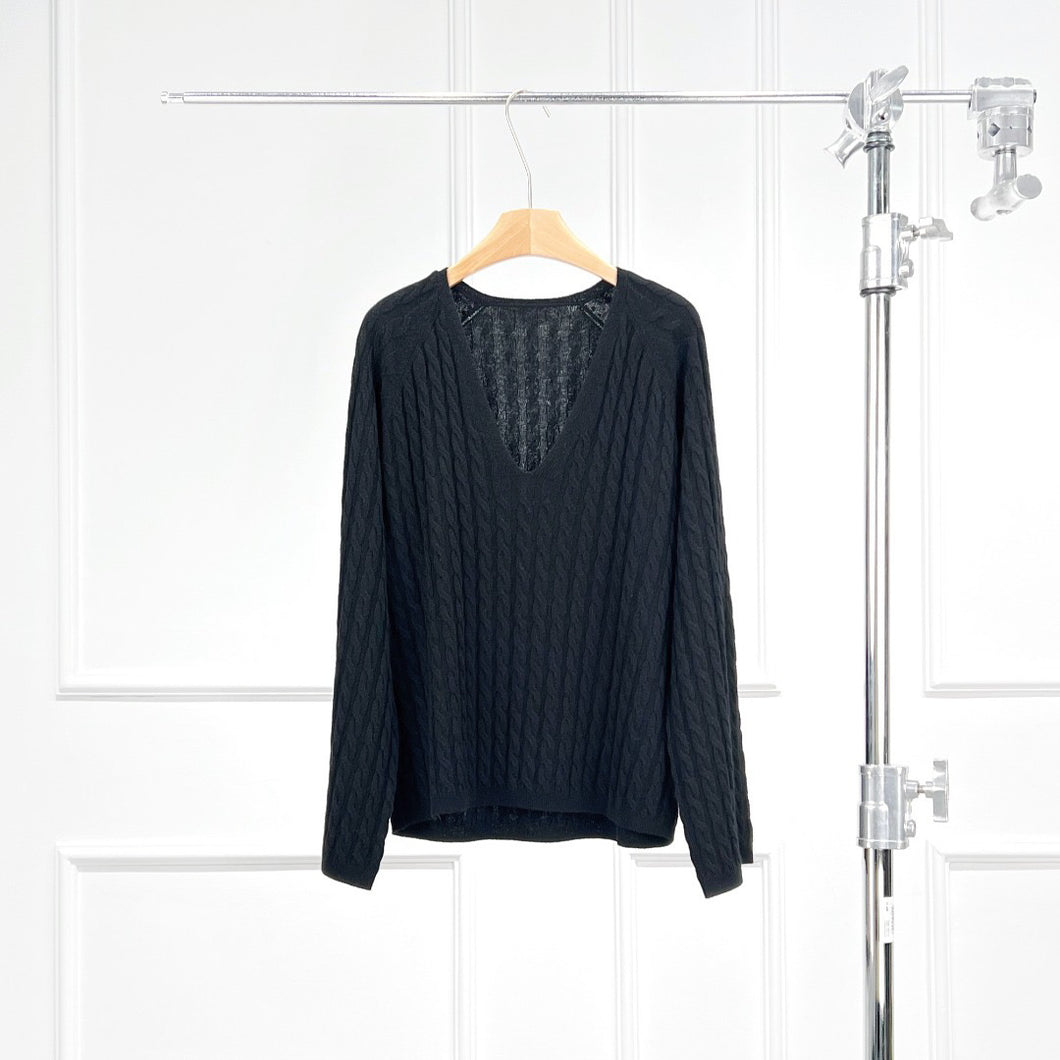 Monica Wool and Cashmere Twisted V-Neck Sweater