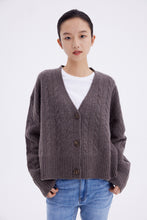 将图片加载到图库查看器，Monet Wool and Cashmere Cable Knit Cardigan
