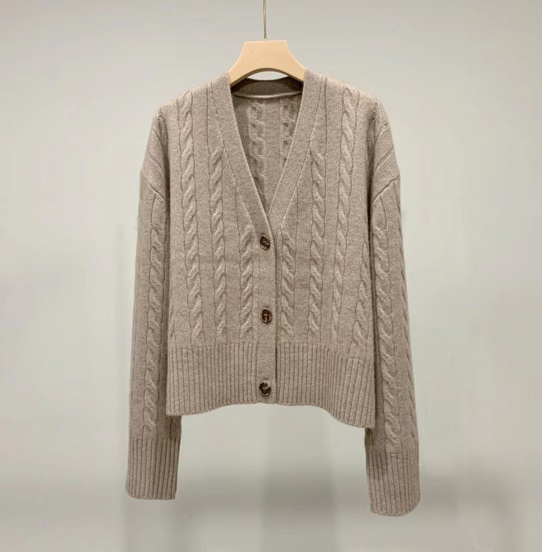 Monet Cable Cashmere Wool Cardigan