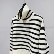 Cargar imagen en el visor de la galería, AIMAI Merino Stripe Oversized Turtleneck Sweater
