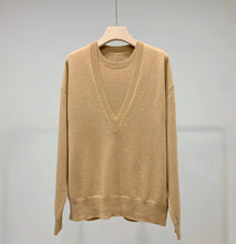 将图片加载到图库查看器，AIMAI Classic Cashmere V-neck Sweater Set
