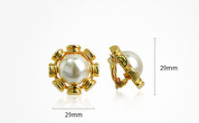Load image into Gallery viewer, Anaya Pearl Gold Rim Earrings
