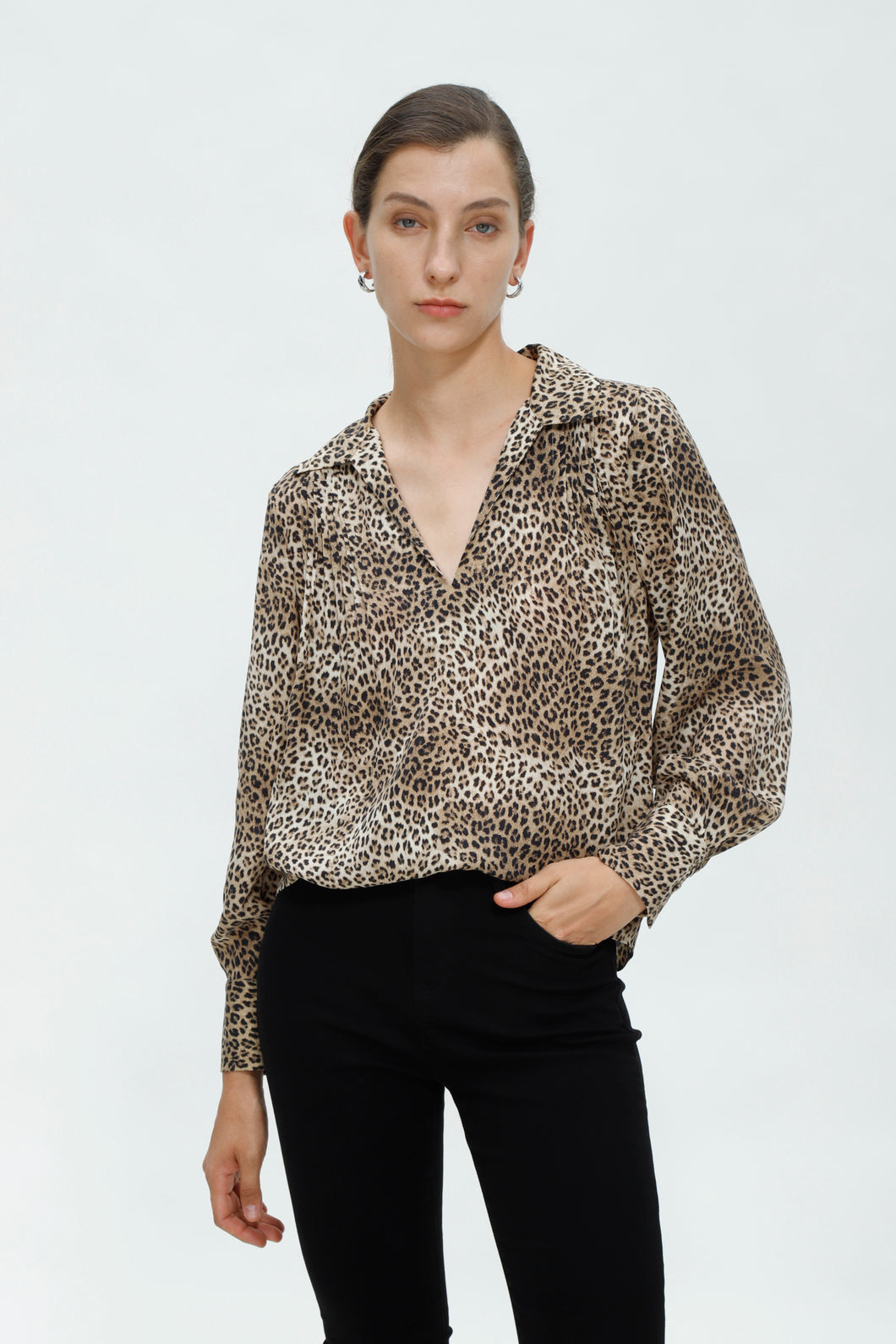 Camille Leopard Slik Shirt