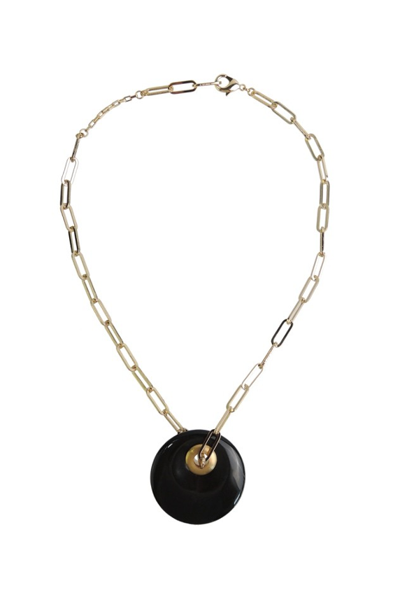 Hand-polished Natural Black Stone Irregular Design Necklace